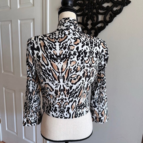 Bebe Black and White Blazer with Animal Print - Picture 3 of 7